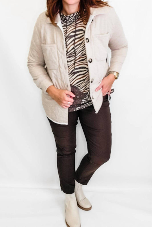 Multiples - Quilted Button Front Jacket