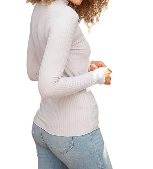 Mystree - Theresa Lettuce Hem Mock Neck Top