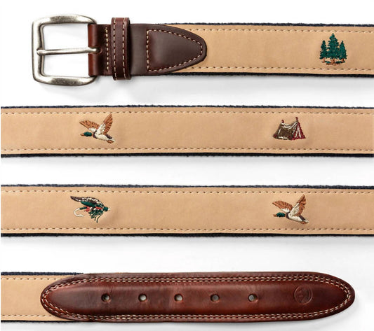 Duck Head - Men's Nubuck Leather Embroidered Belt