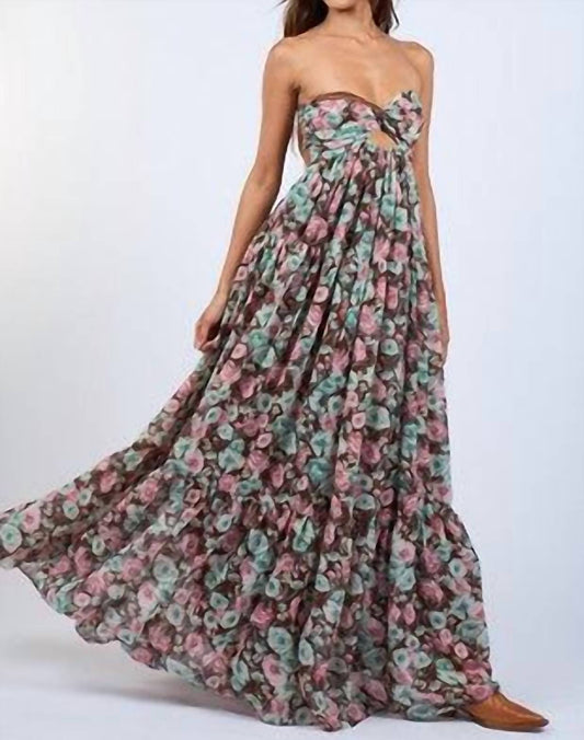Sky To Moon - Floral Flowy Strapless Maxi Dress