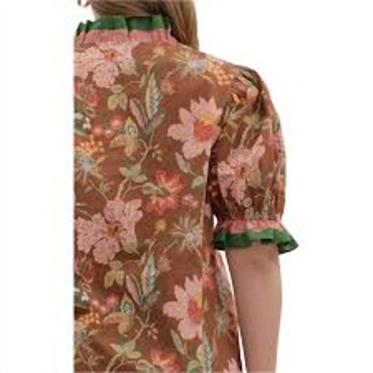 Entro - Floral Contrast Trim Top