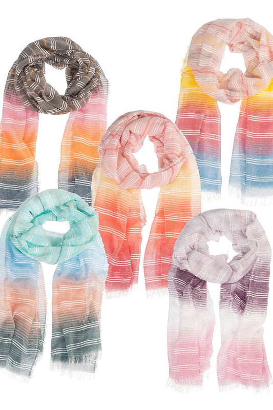 Elsie & Zoey - Women's Striped Multi Colored Scarf