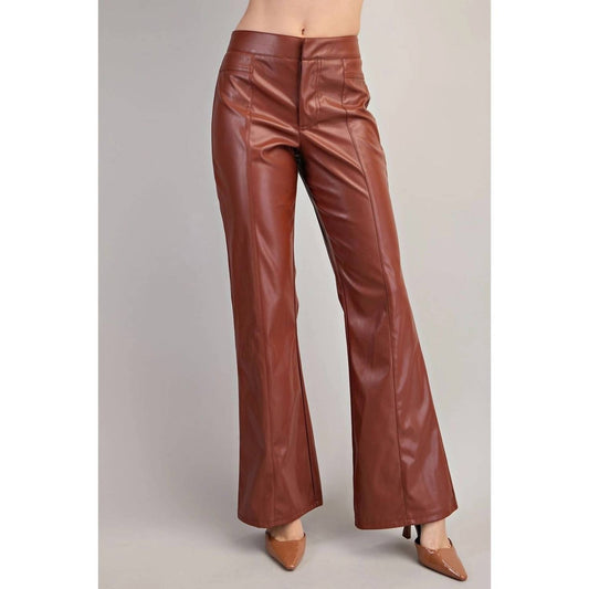 Glam - High-Waisted Faux Leather Pants