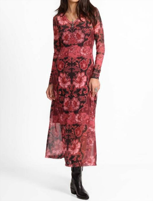 Johnny Was - MESH V‑NECK LONG SLEEVE MAXI DRESS