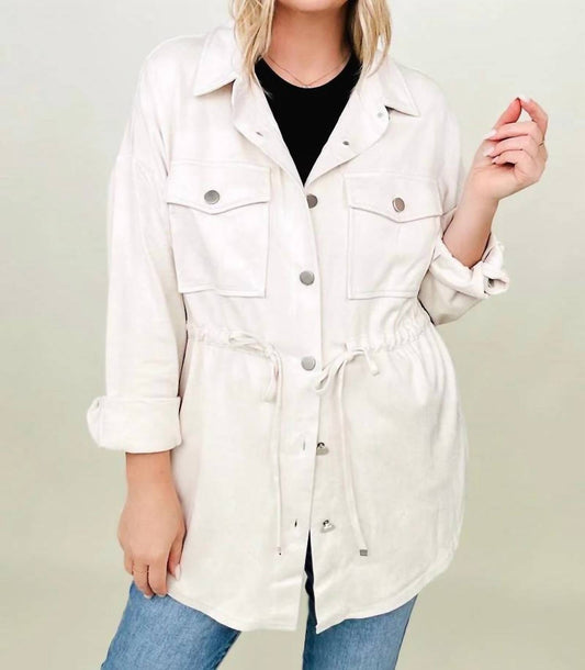 Cotton Bleu - Faux Suede Shirt Jacket