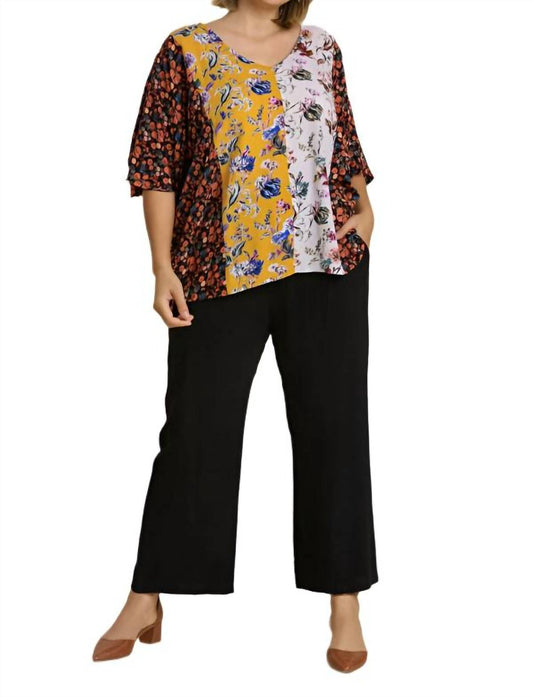 Umgee - Mixed Floral Print Top -plus
