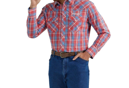Wrangler - Western Logo Plaid Button Down Shirt