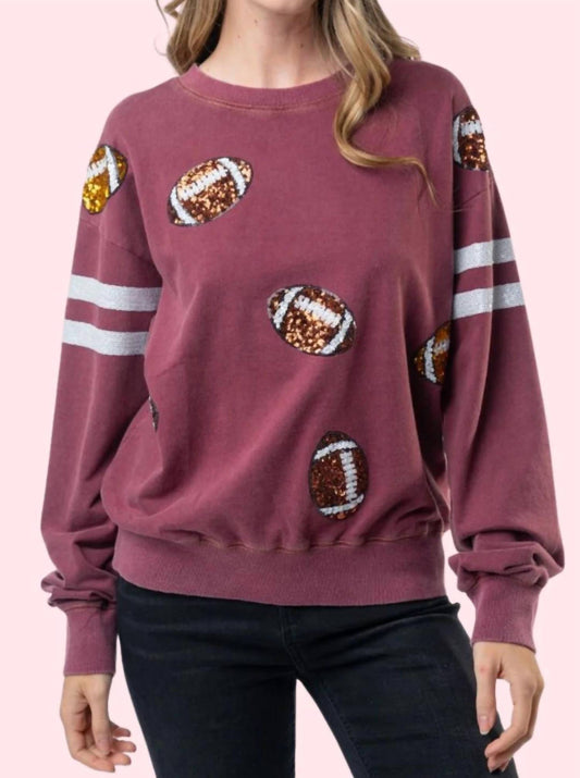 White Birch - Football Sequin Sweatshirt