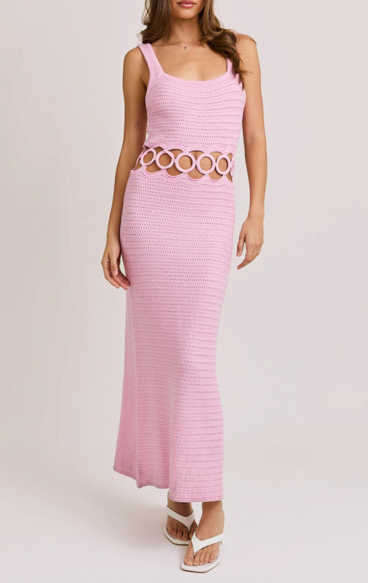 Le Lis - Square Neck Sleeveless Crochet Midi Dress