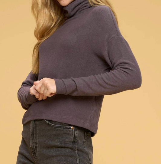 Reneec. - Brushed Knit Cowl Neck Long Sleeve Top