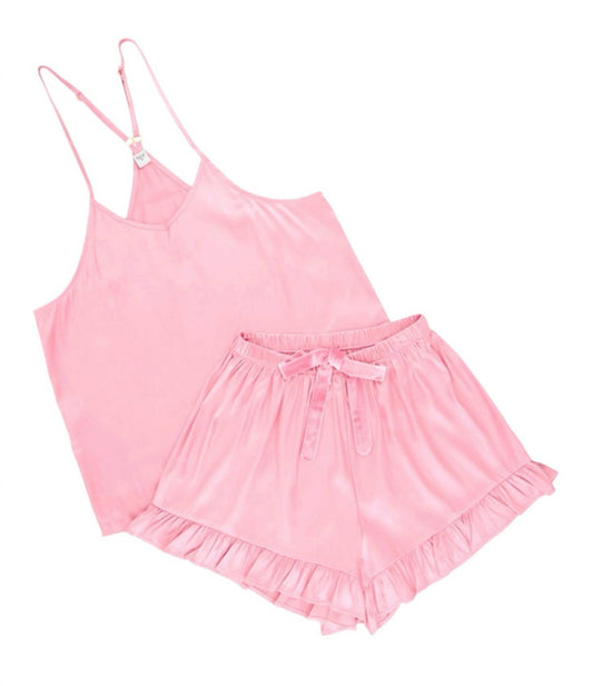 Bella Sleep + Spa - Cami And Velvet Ruffled Short Set