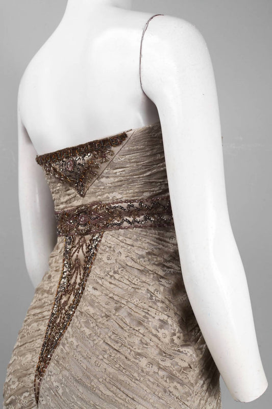 Sue Wong - Strapless Beaded Empire Waist Lace Dress