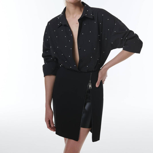 Theo The Label - Hera Layered Vegan Leather Mini Skirt