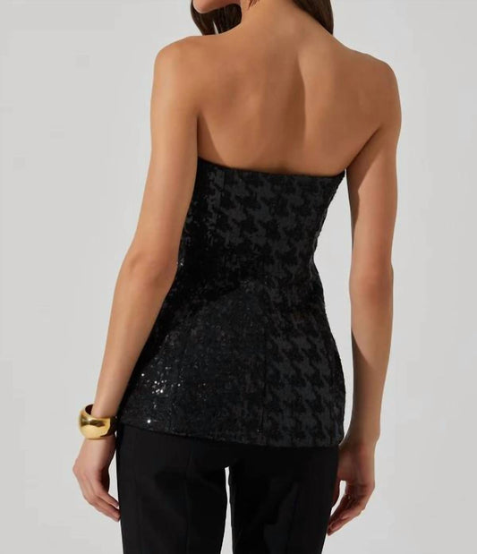 Astr - Adeline Sequin Houndstooth Bustier Top