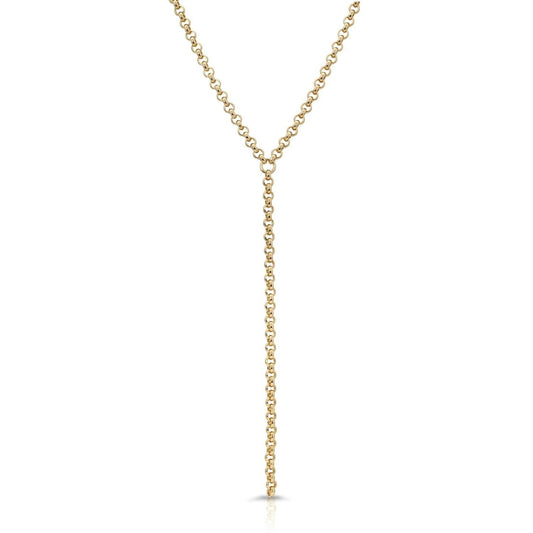Eklexic - Women's Micro Royal Rolo Chain Lariat Necklace