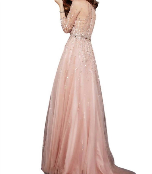 Jovani - Three Quarter Sleeve Wedding Dress