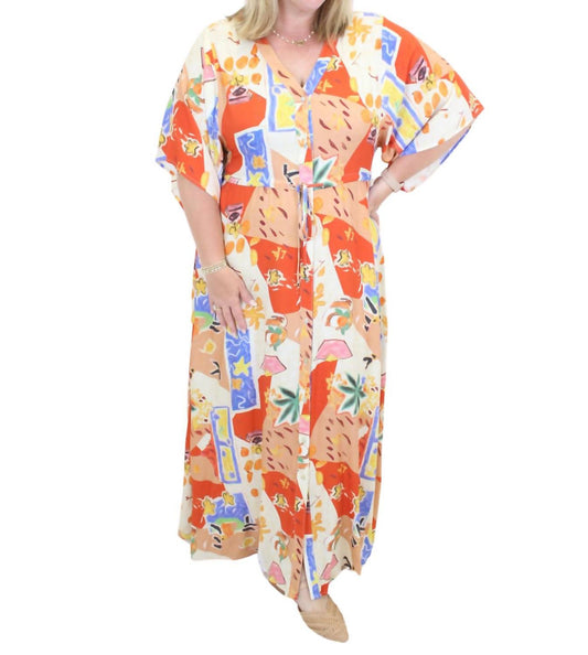 Entro - Abstract Button Down Maxi Dress