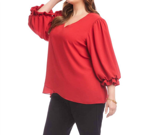 Karen Kane - Layered Sleeve Asymmetric Top - Plus