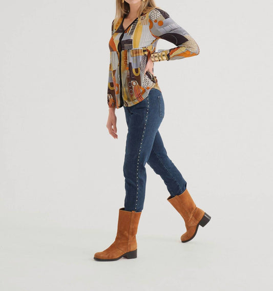 Dolcezza - Mixed Print Long Sleeve Blouse