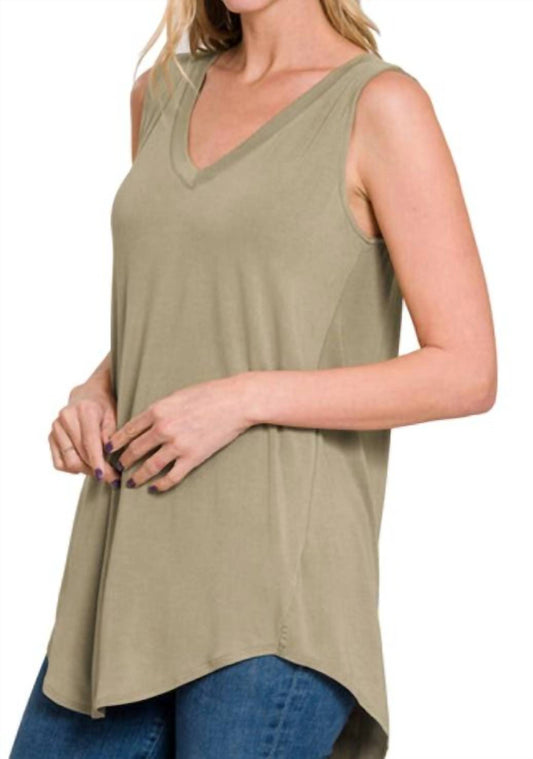 Zenana - Women's Luxe Rayon Sleeveless V Neck Tank Top