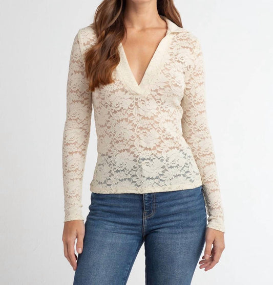 Red Haute - Women's Deep V Lace Shirt