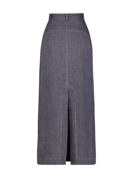 Matthew Bruch - Denim Pencil Midi Skirt