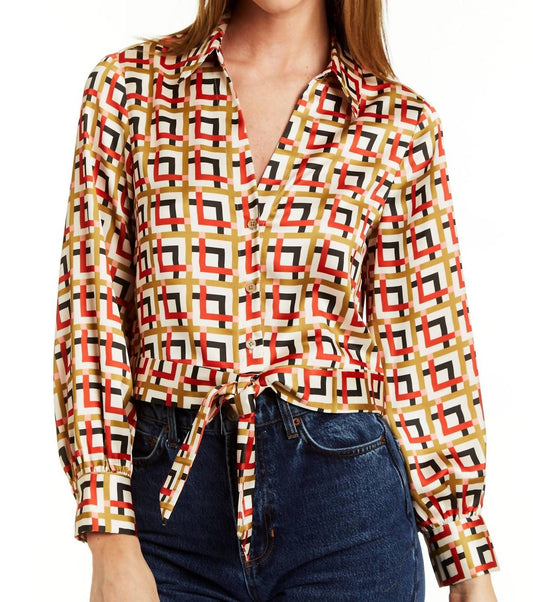 Drew - Lottie Printed Tie Front Blouse