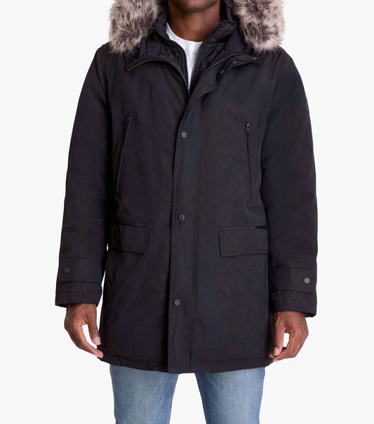 London Fog - Artic Parka With Removable Faux Fur Trim On Hood