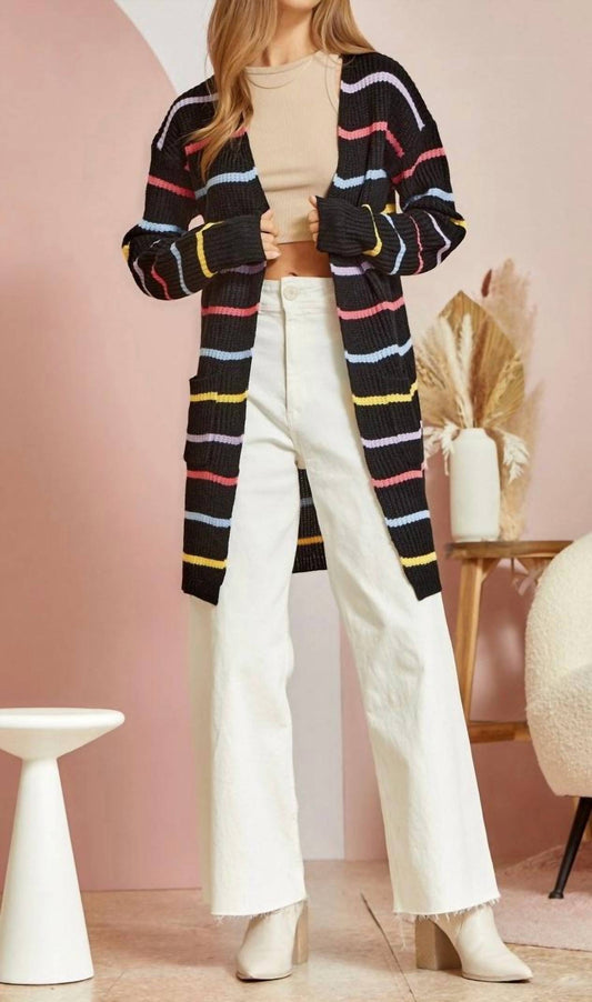 Andree By Unit - Open Front Stripe Cardigan
