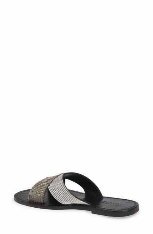 Schutz - Women's Amariles Crystal Embellished Cross Leather Slide Sandals