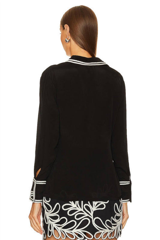 Karina Grimaldi - Long Sleeve Sheer Embroidered Top