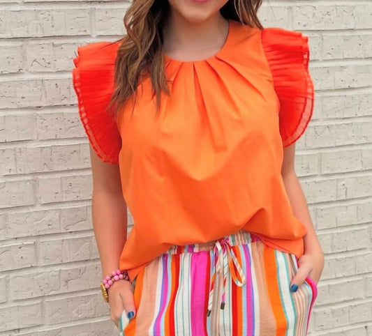 Jade - Pleated Front Ruffle Blouse