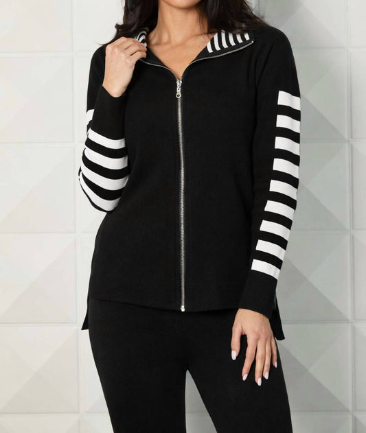 Angel Apparel - Stripe Sleeve Zip Jacket