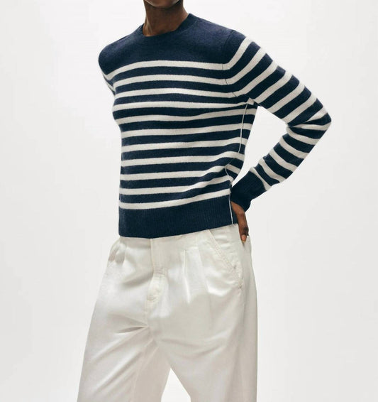 White + Warren - Cashmere Striped Crewneck Sweater