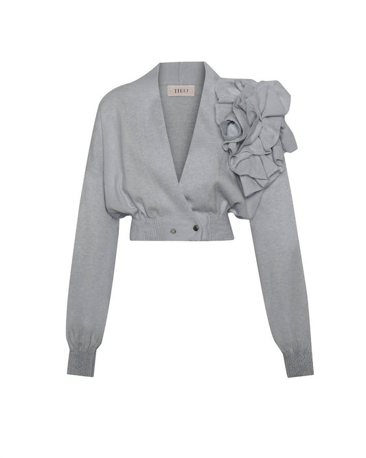 Theo The Label - Women's Nomia Cropped Rosette Cardigan