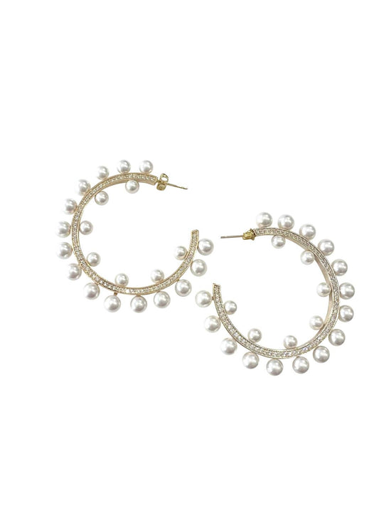 Gemelli - Pearl Sparkle Hoop Earrings