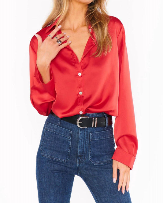 Show Me Your Mumu - Smith Button Down Luxe Satin Top