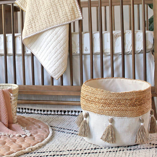 Crane Baby - Cotton and Jute Storage Bin