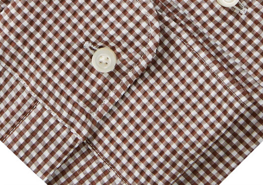 Emanuel Berg - MF Brown Check Cotton Crinkle Dress Shirt