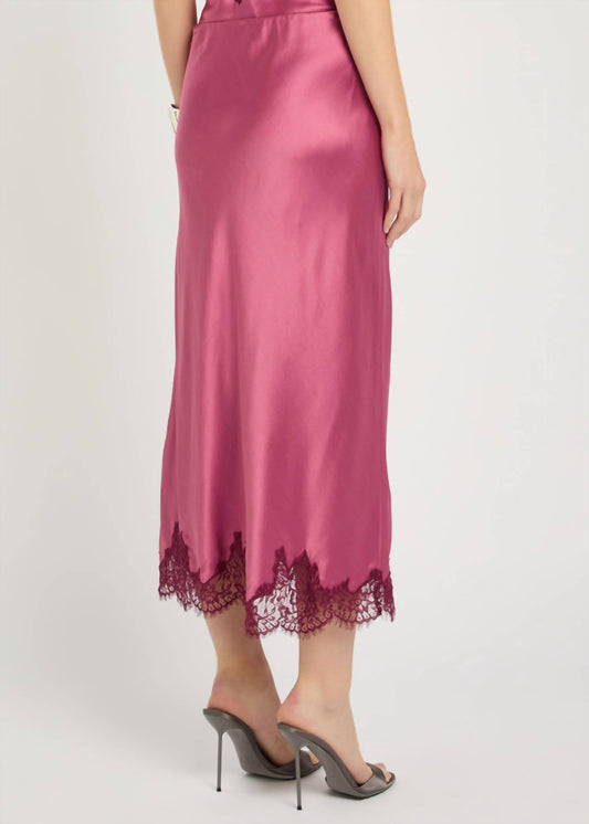 Loveshackfancy - Malina Lace-trim Silk Midi Skirt