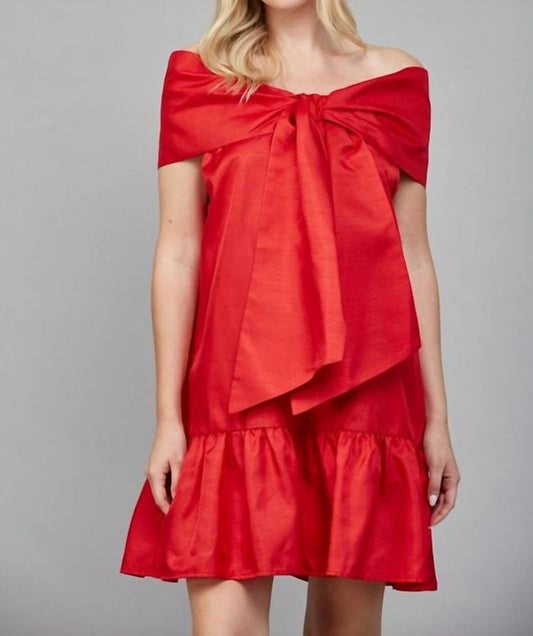 Fate - Oversized Bow Detail Taffeta Mini Dress