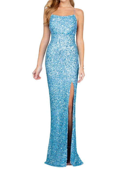 Scala - Open Back Sequin Evening Gown