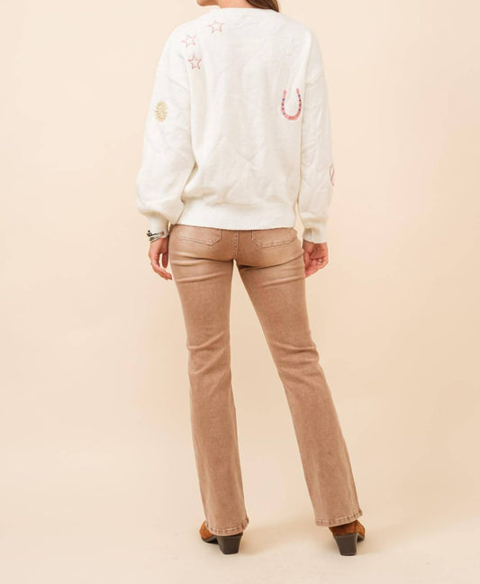 Blue B - Cowgirl Motif Embroidered Sweater