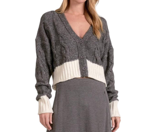 Elan - Color Block Carrie Cardigan Sweater