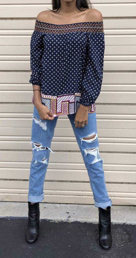 Thml - Twin Print Off The Shoulder Top