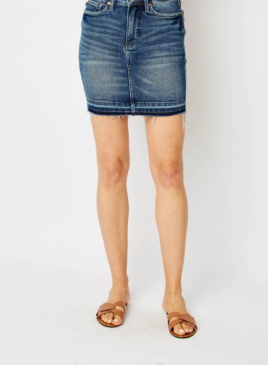 Judy Blue - Women's High Waist Tummy Control Release Hem Skirt