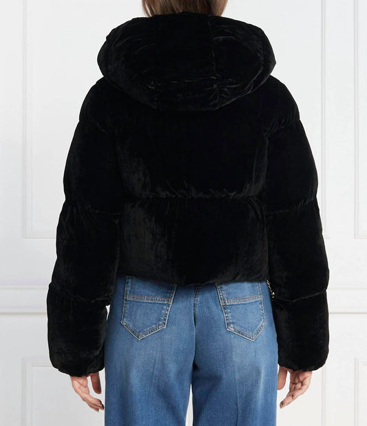 Elisabetta Franchi - Cropped Velvet Down Jacket