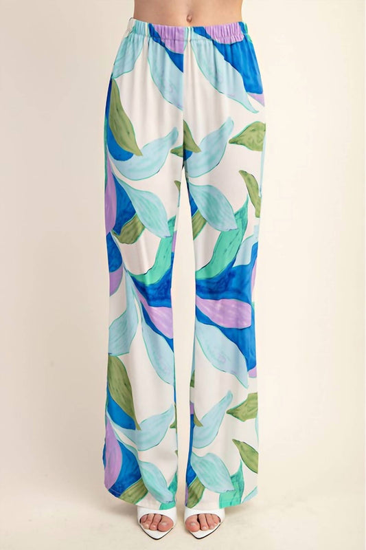 Gigio - Printed Wide Leg Pants With Flared Slits