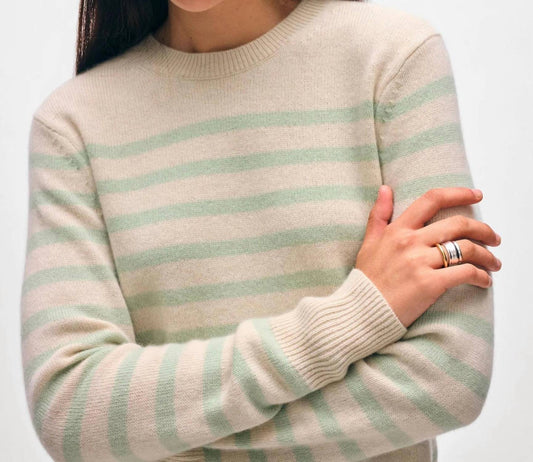 White + Warren - Cashmere Striped Crewneck Top