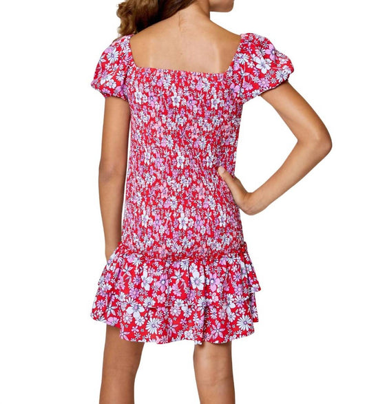 Design History - Girls Smocked Off-the-Shoulder Floral Dress